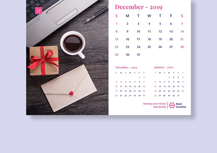 Creative Agency Desk Calendar Template