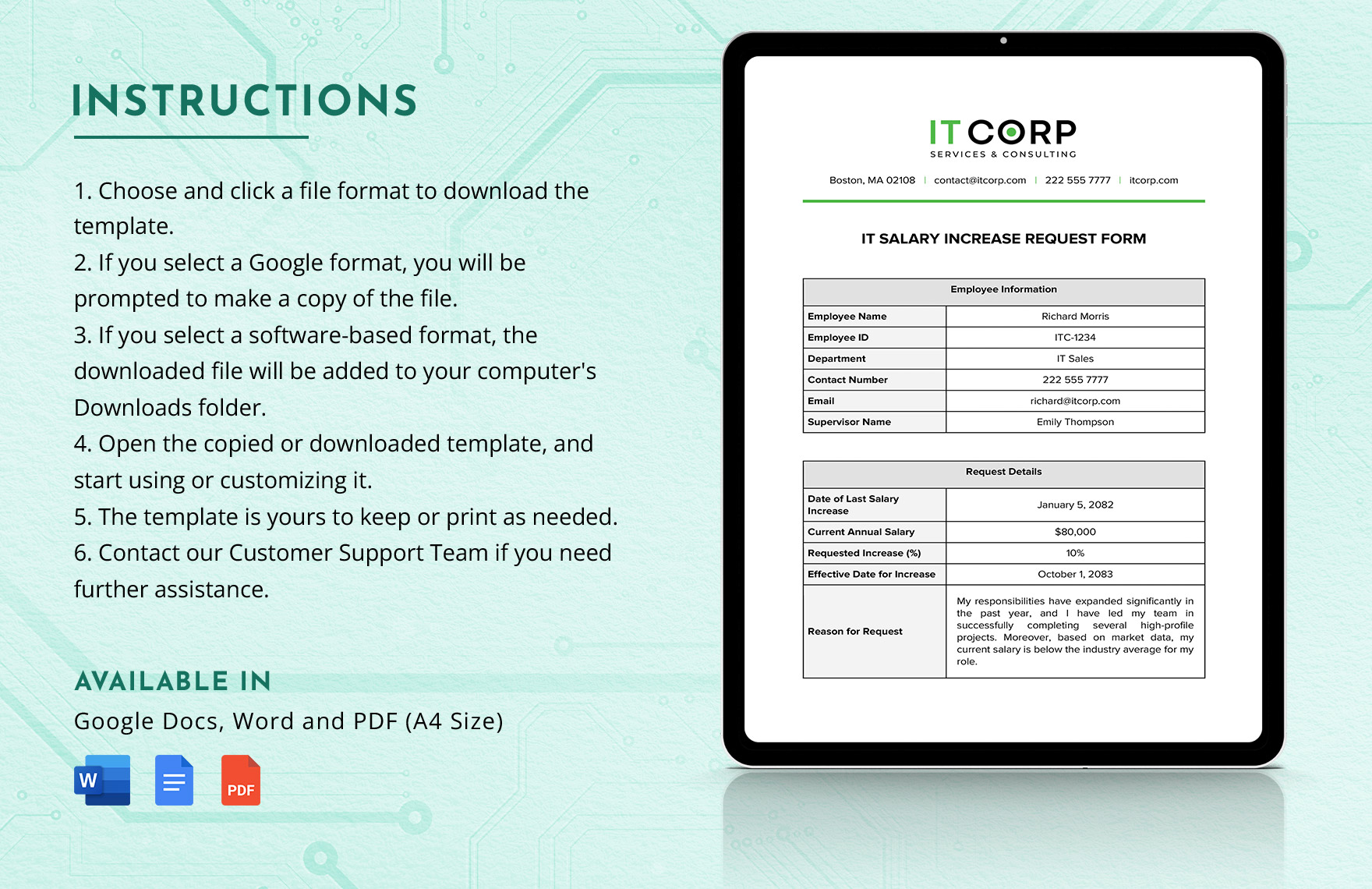 IT Salary Increase Request Form Template