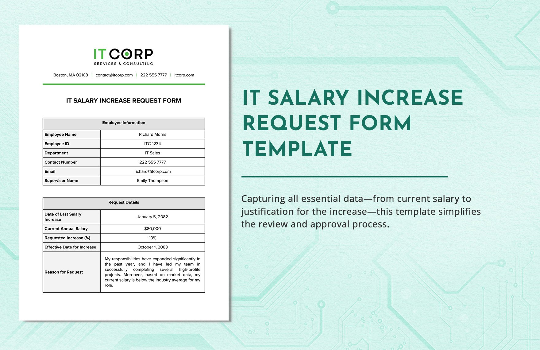 IT Salary Increase Request Form Template