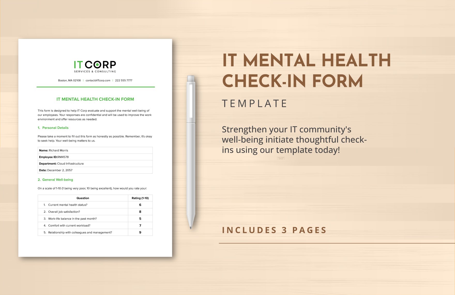 IT Mental Health Check-in Form Template