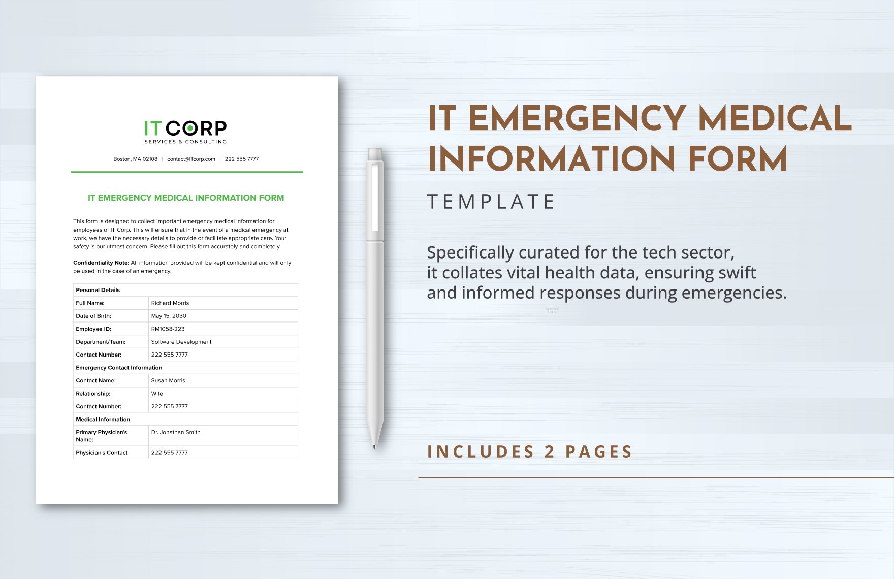 IT Emergency Medical Information Form Template in Word, Google Docs, PDF