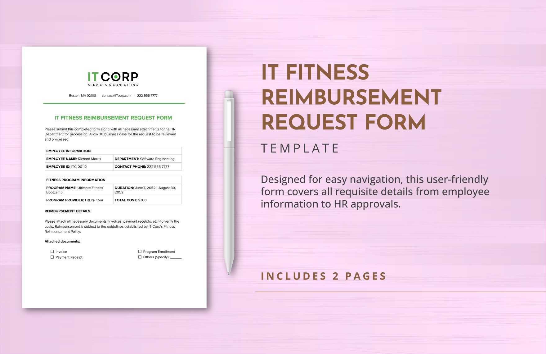 IT Fitness Reimbursement Request Form Template in Word, Google Docs, PDF