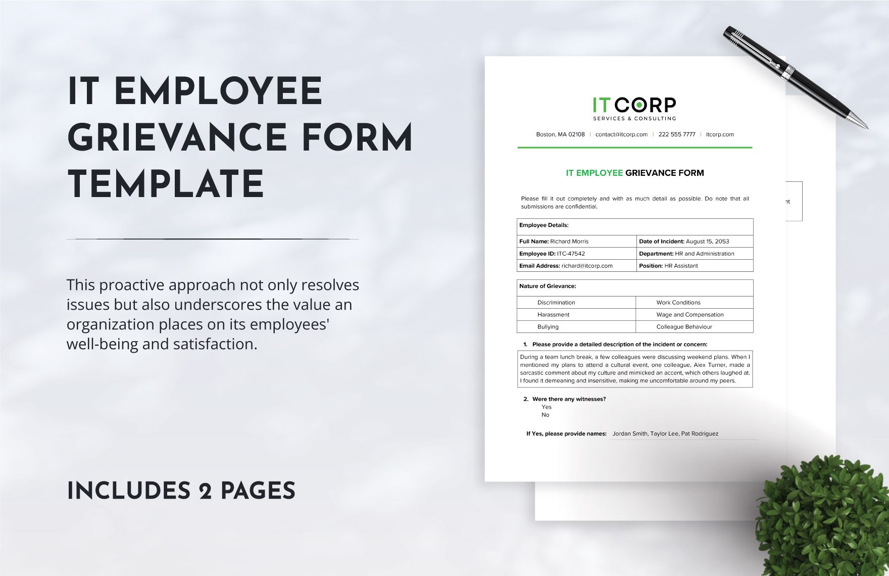IT Employee Grievance Form Template in Word, Google Docs, PDF