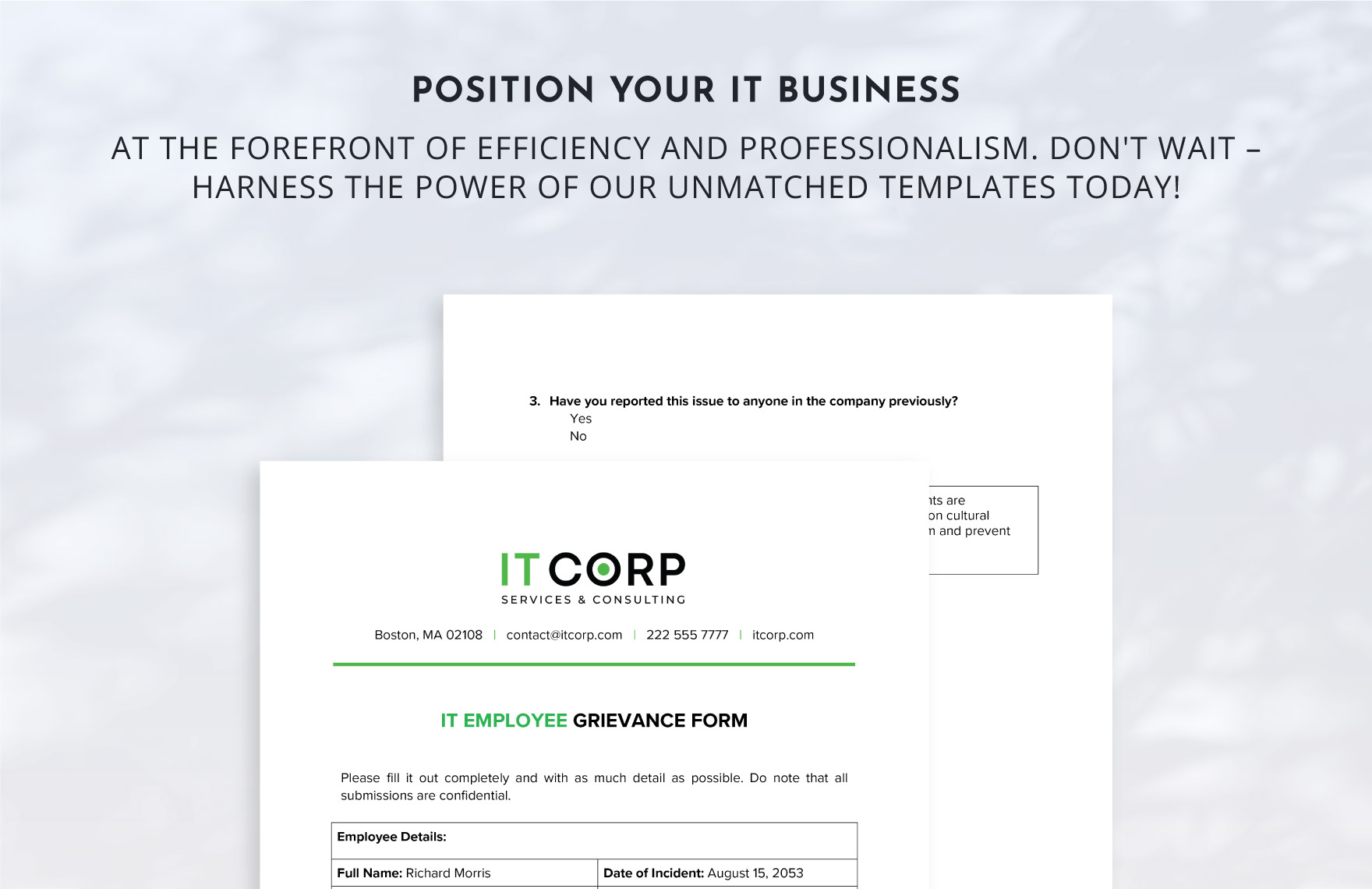 IT Employee Grievance Form Template