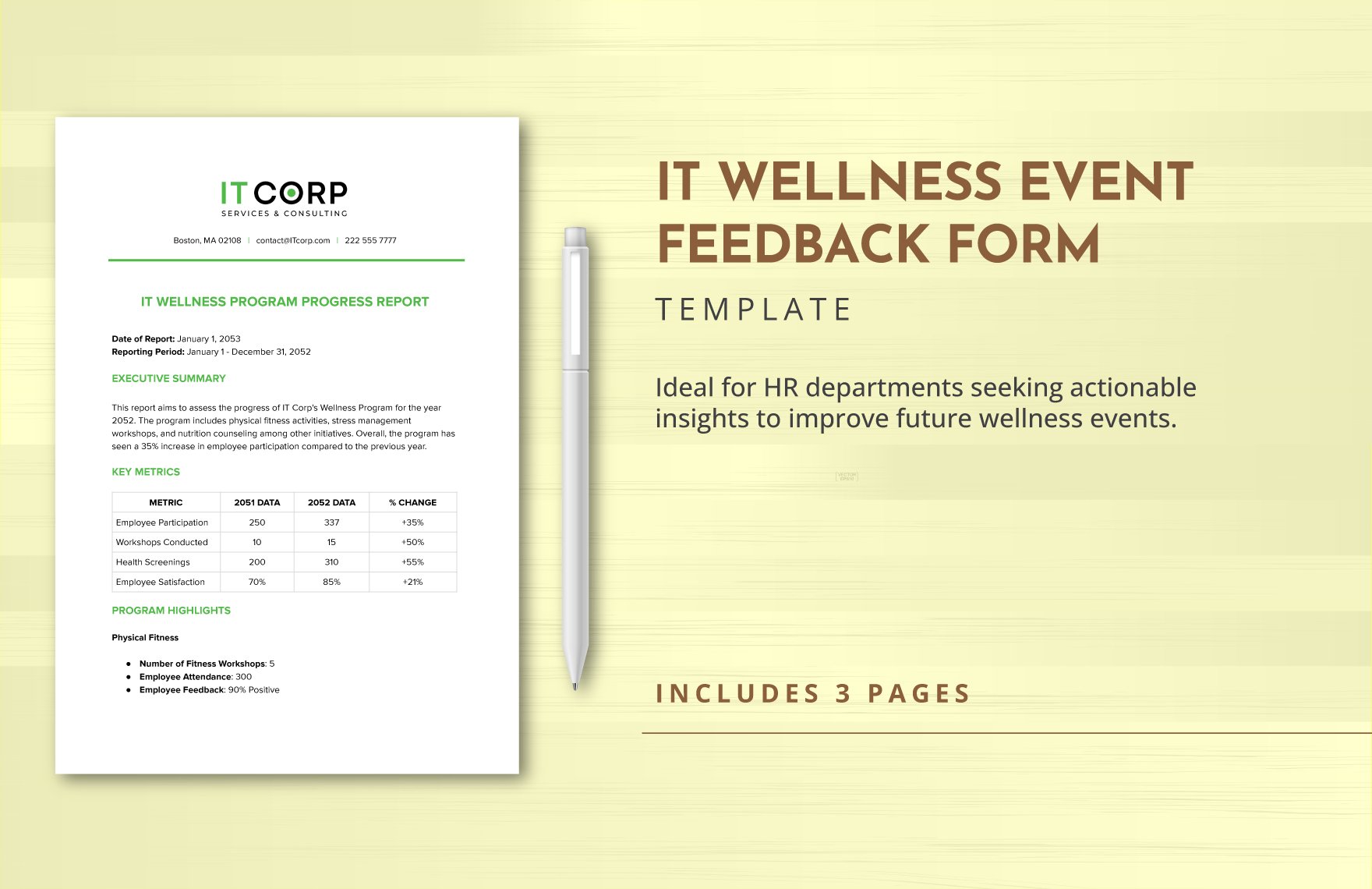 IT Wellness Program Progress Report Template