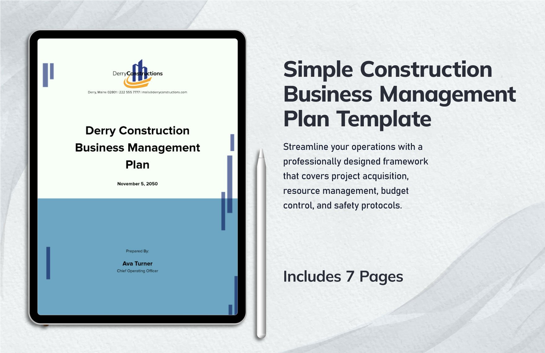 Simple Construction Business Management Plan Template