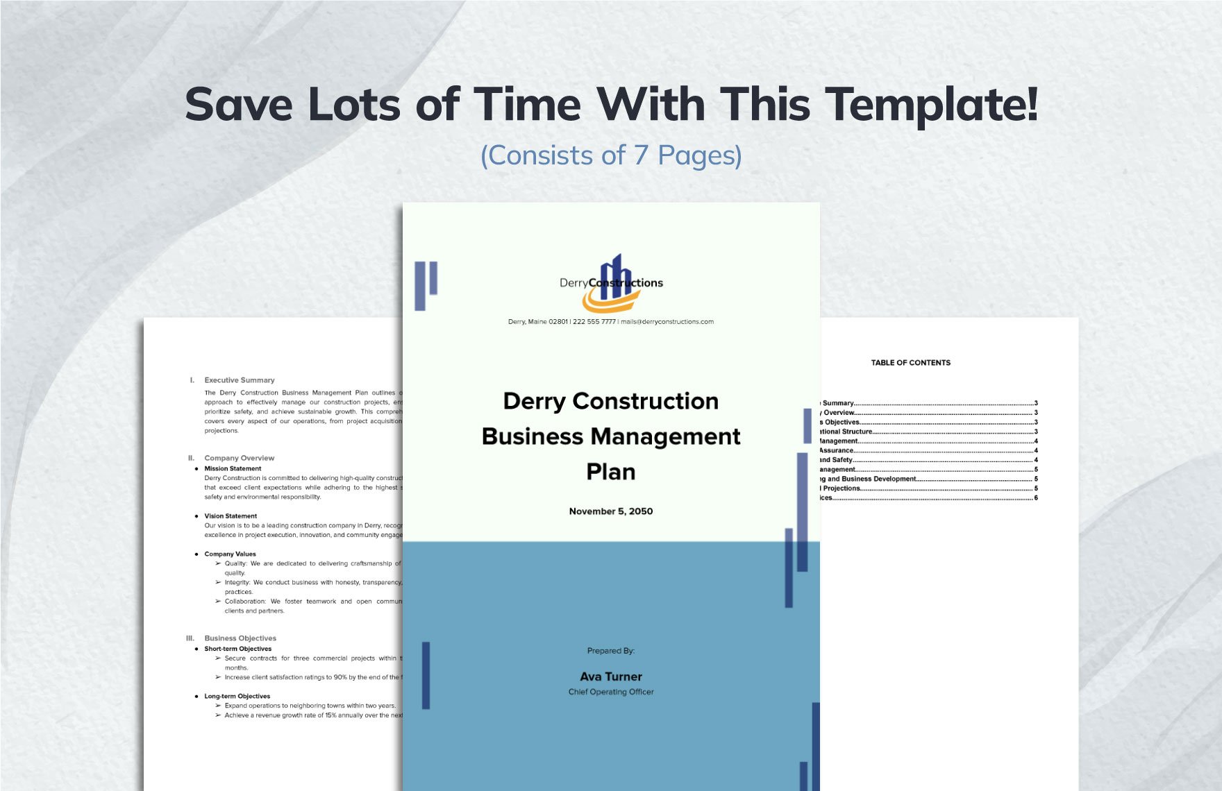 Simple Construction Business Management Plan Template