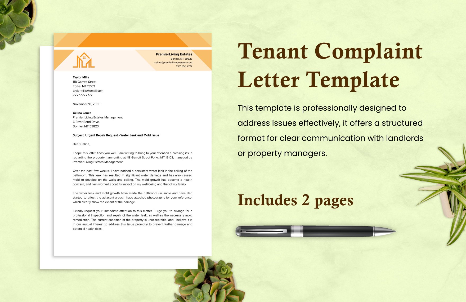 Tenant Complaint Letter Template