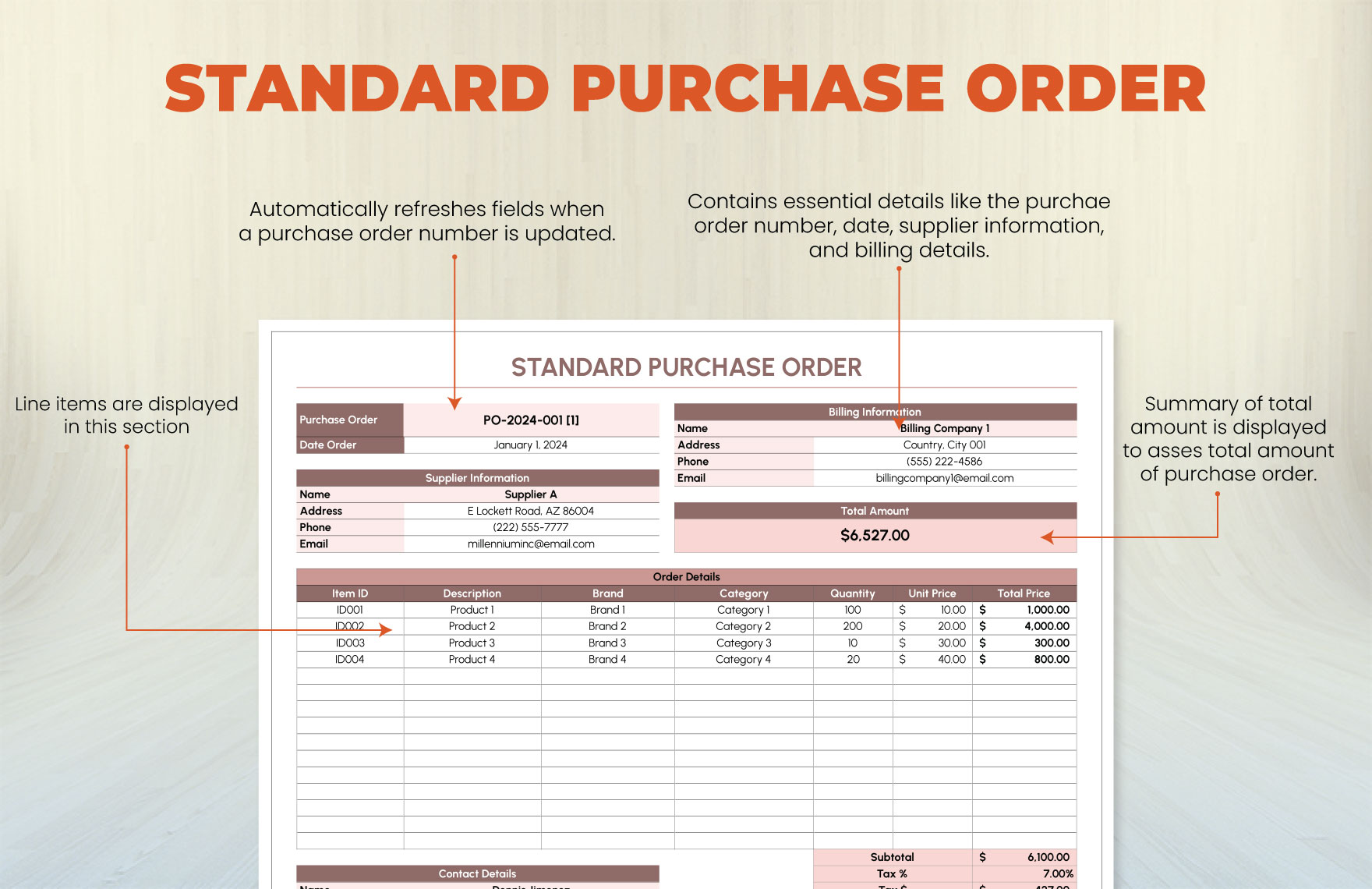Standard Purchase Order Template