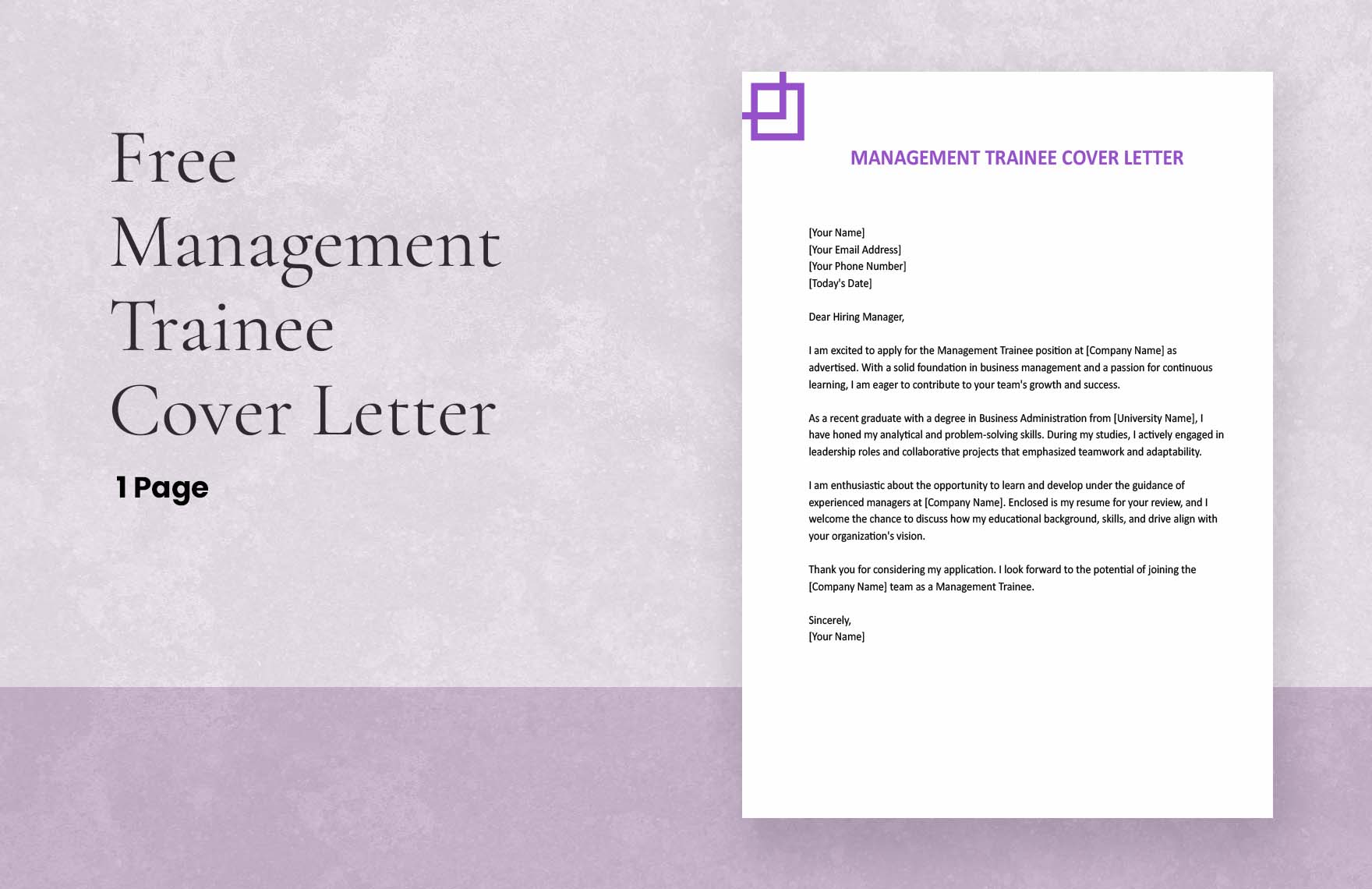 Management Trainee Cover Letter in Word, Google Docs