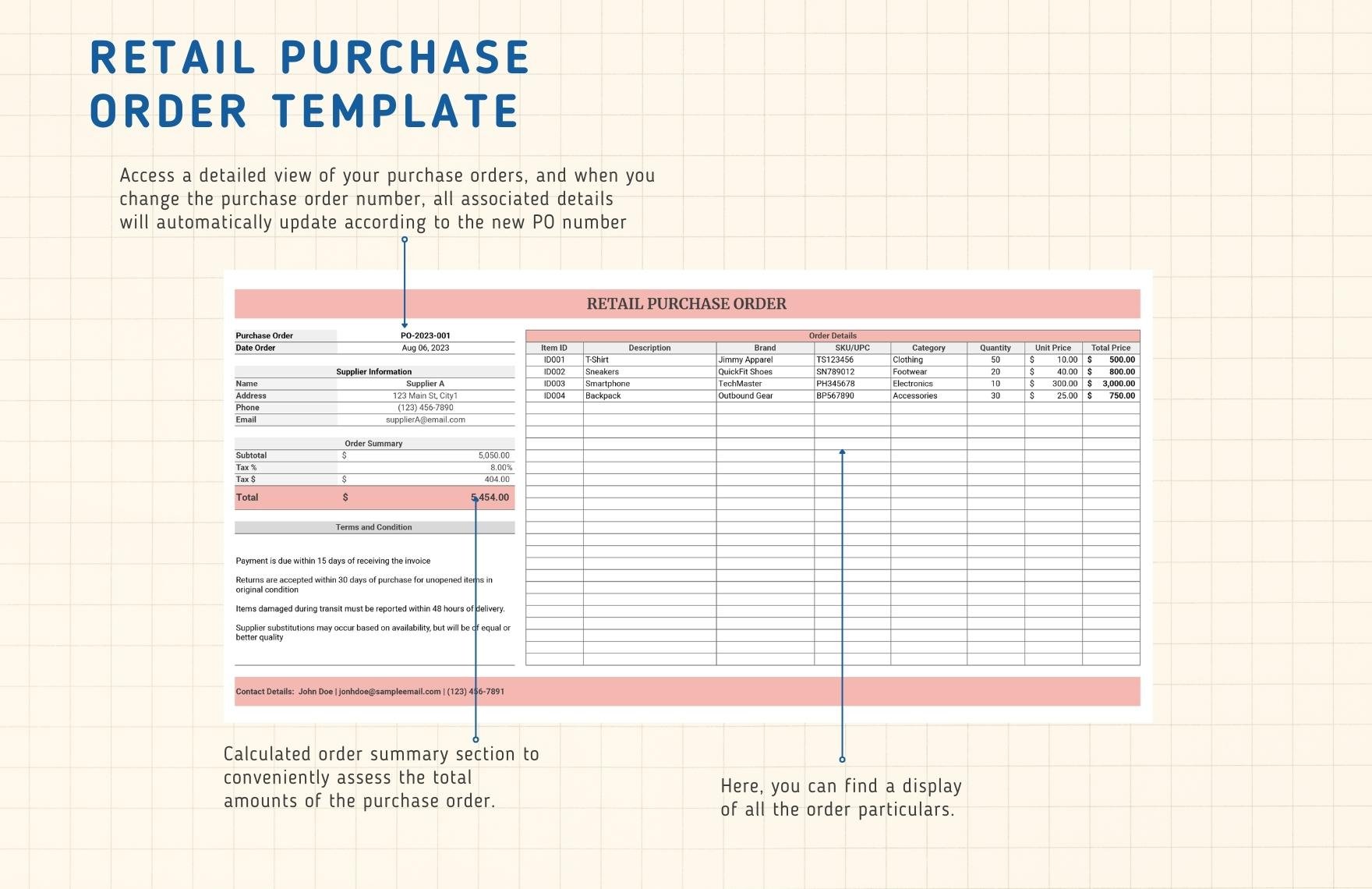 Retail Purchase Order Template