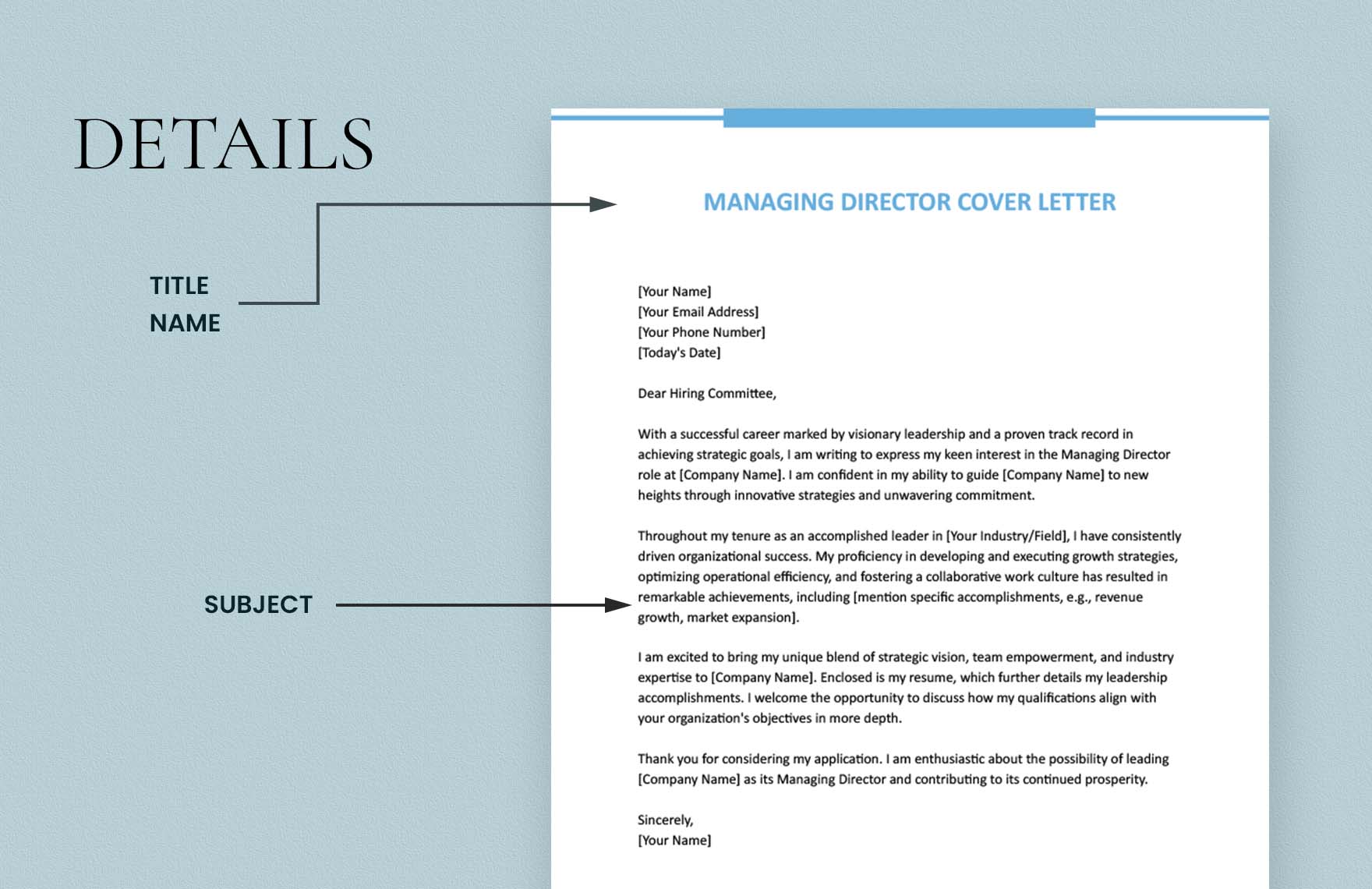 Managing Director Cover Letter
