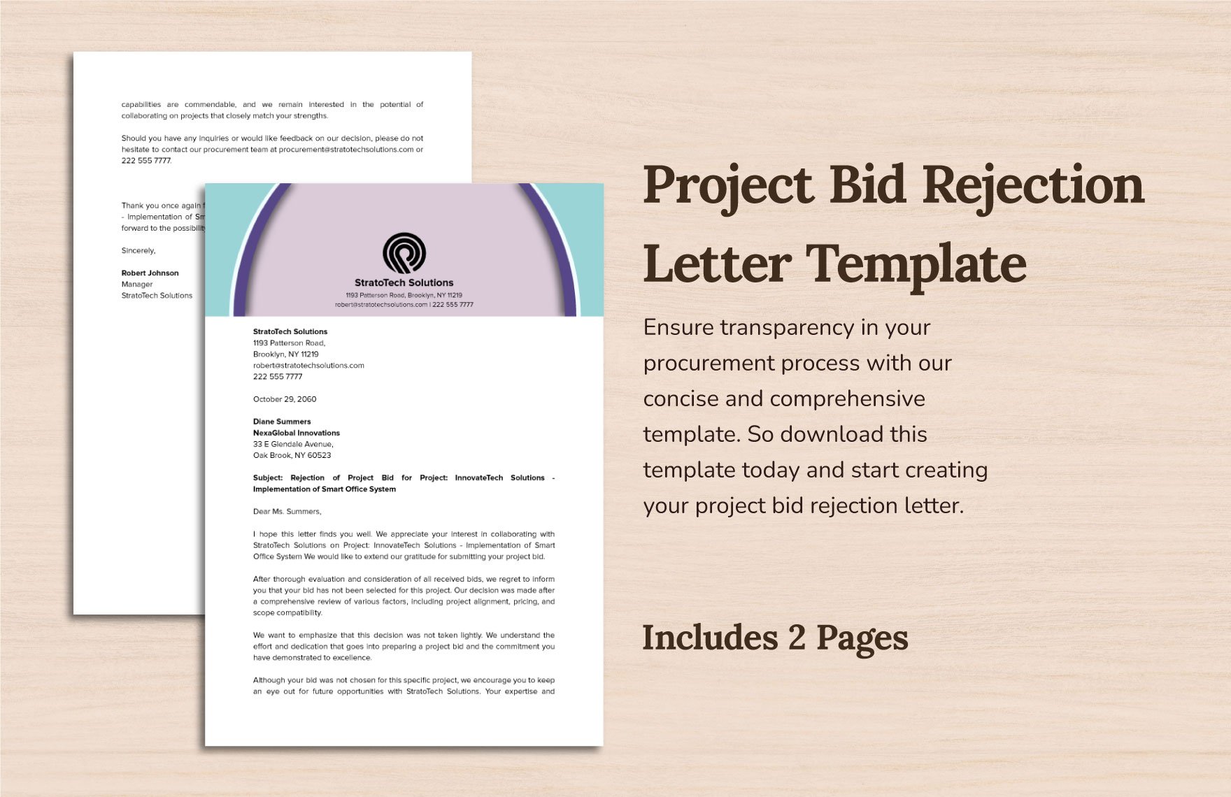 Project Bid Rejection Letter Template