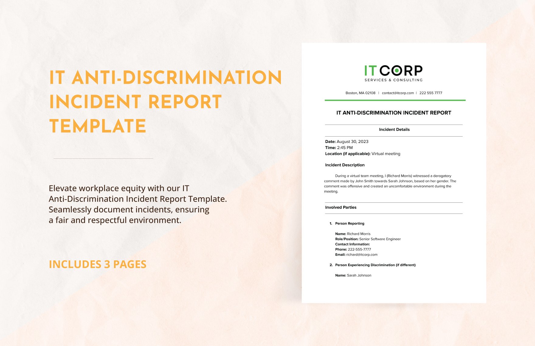 IT Anti-discrimination Incident Report Template