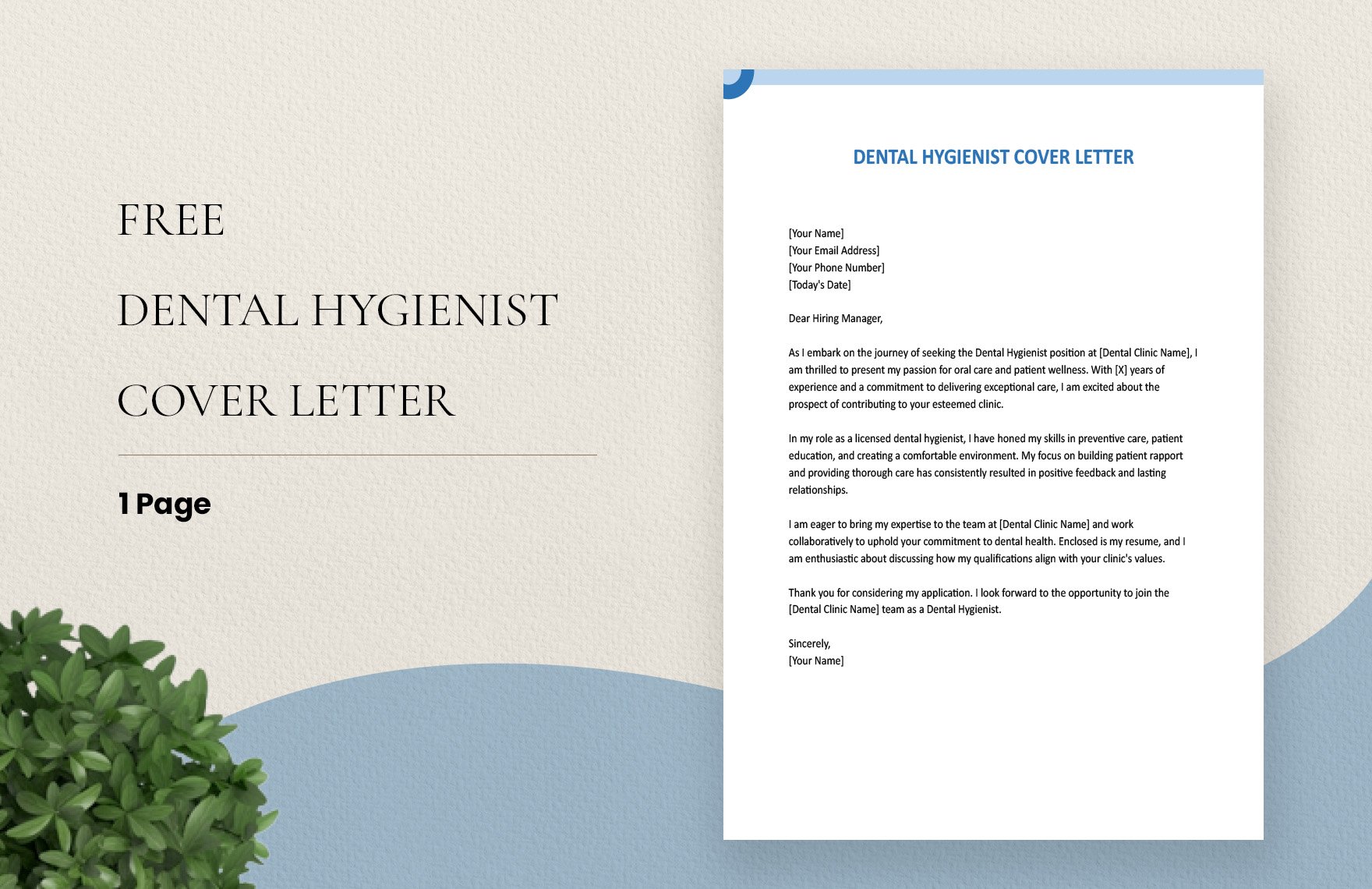 Dental Hygienist Cover Letter in Word, Google Docs