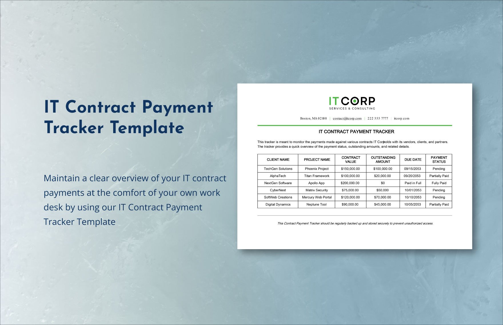 IT Contract Payment Tracker Template