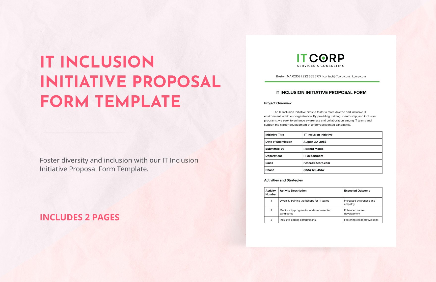 IT Inclusion Initiative Proposal Form Template