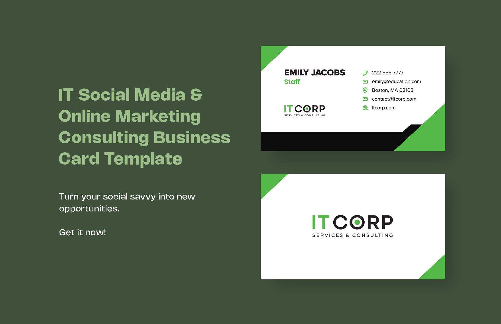 IT Social Media & Online Marketing Consulting Business Card Template