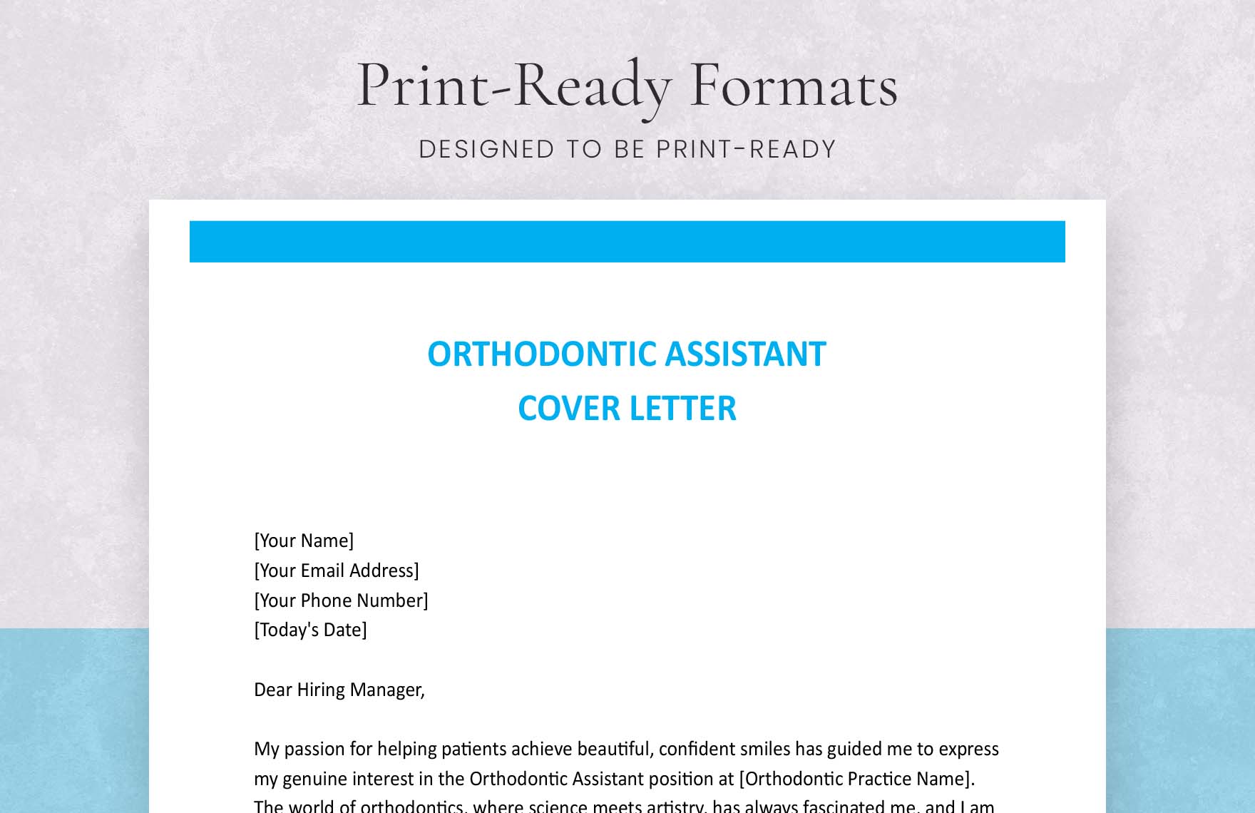 Orthodontic Assistant Cover Letter