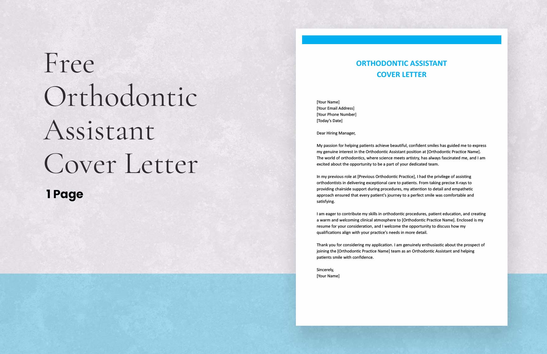 Orthodontic Assistant Cover Letter