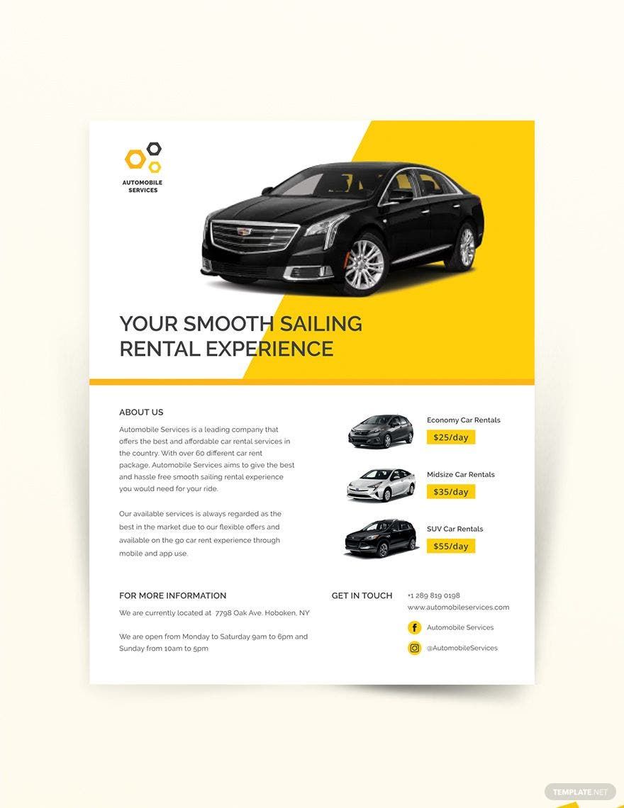 Car Rental Flyer Template in Word, Illustrator, PSD, Apple Pages, Publisher, InDesign