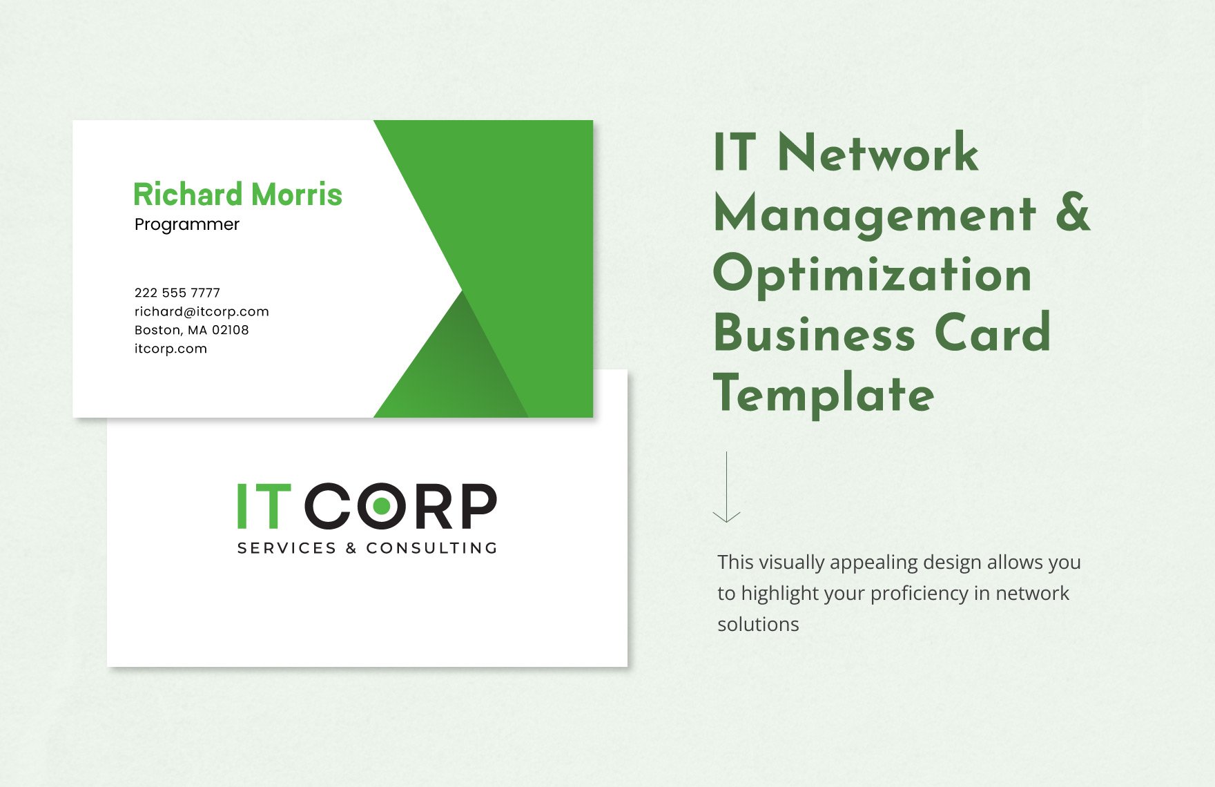 IT Network Management & Optimization Business Card Template