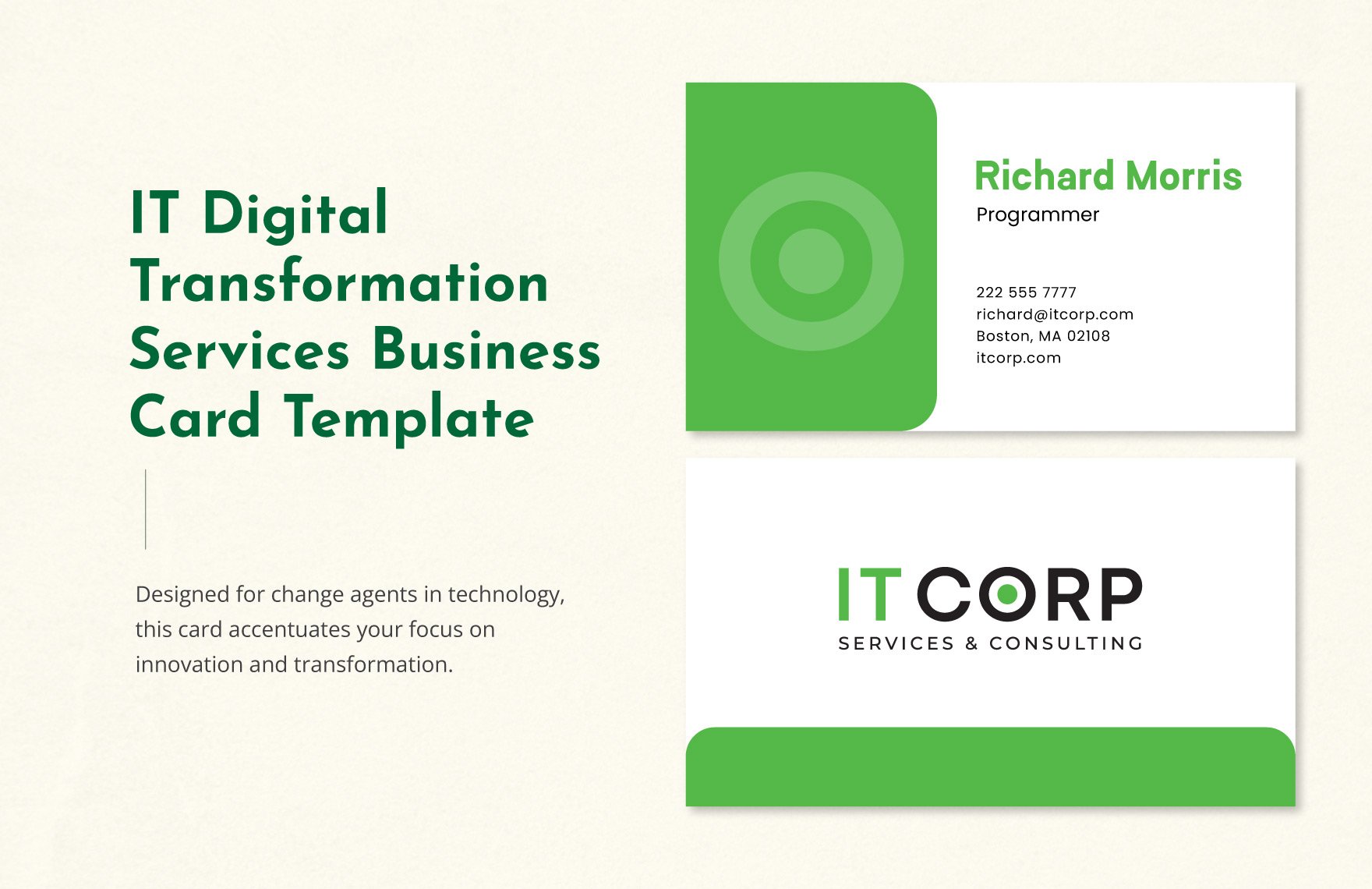 IT Digital Transformation Services Business Card Template in Word, Illustrator, PSD