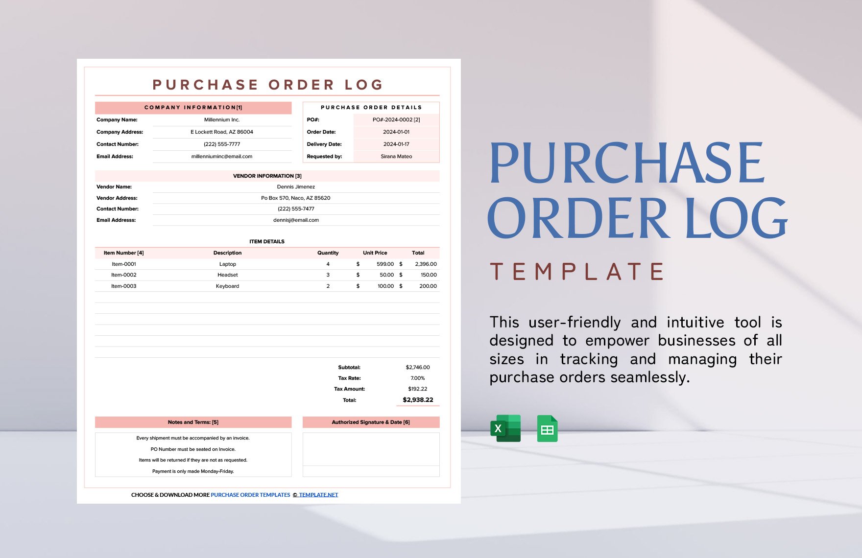 Purchase Order Log Template