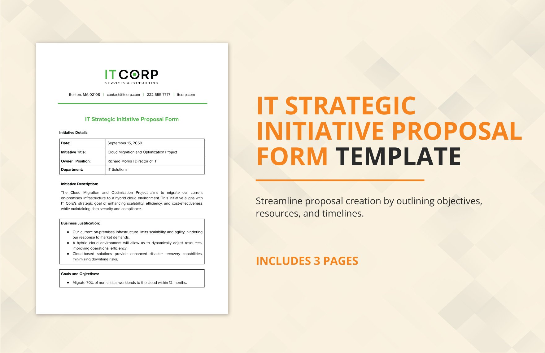 IT Strategic Initiative Proposal Form Template