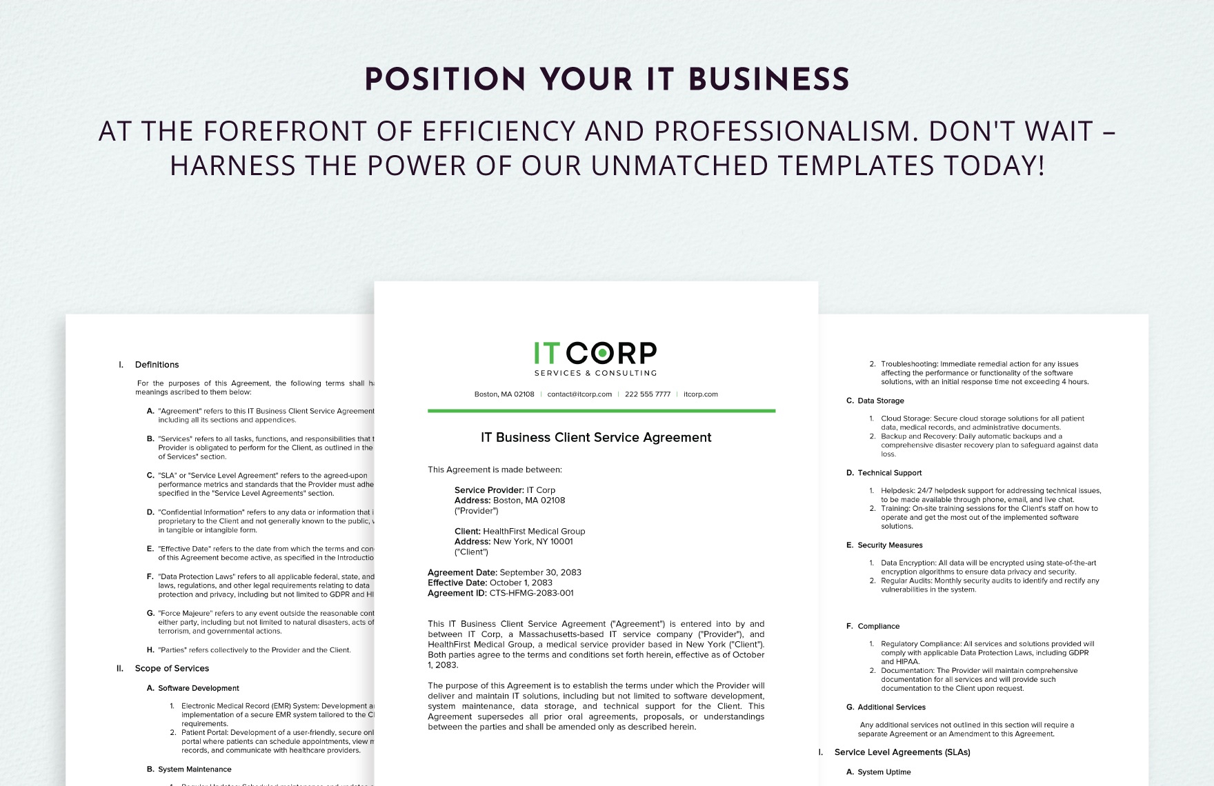 IT Business Client Service Agreement Template