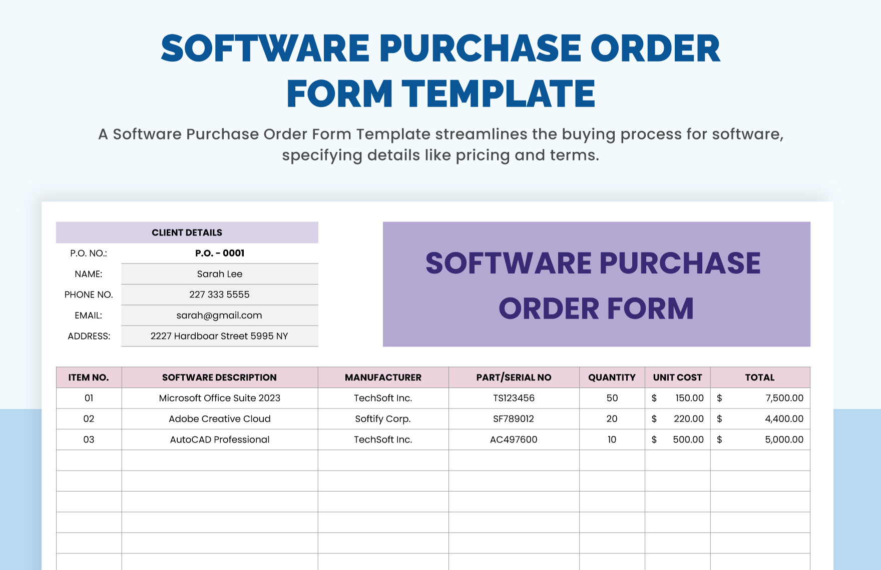 Purchase Order Template - Free Templates