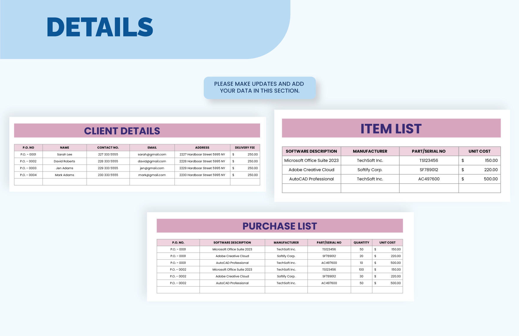 Software Purchase Order Form Template - Download in Excel, Google