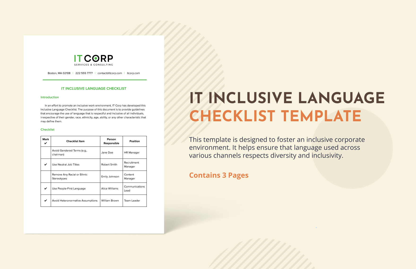 IT Inclusive Language Checklist Template in Word, Google Docs, PDF