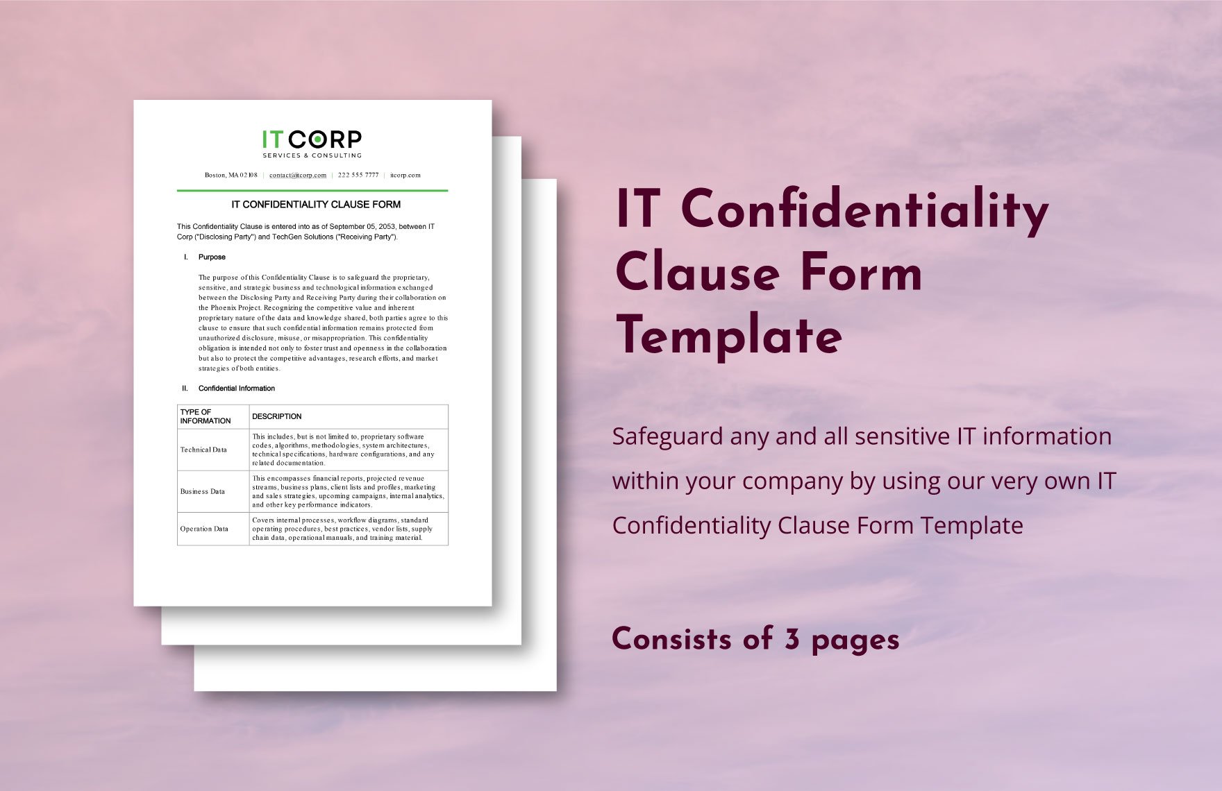 IT Confidentiality Clause Form Template in Word, Google Docs, PDF