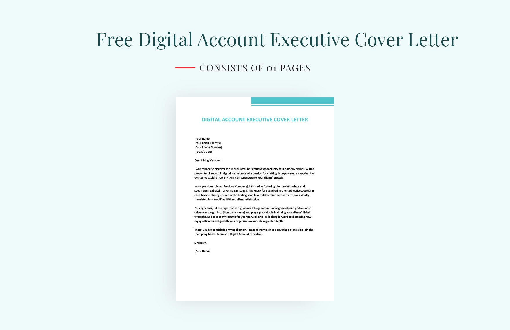 Digital Account Executive Cover Letter