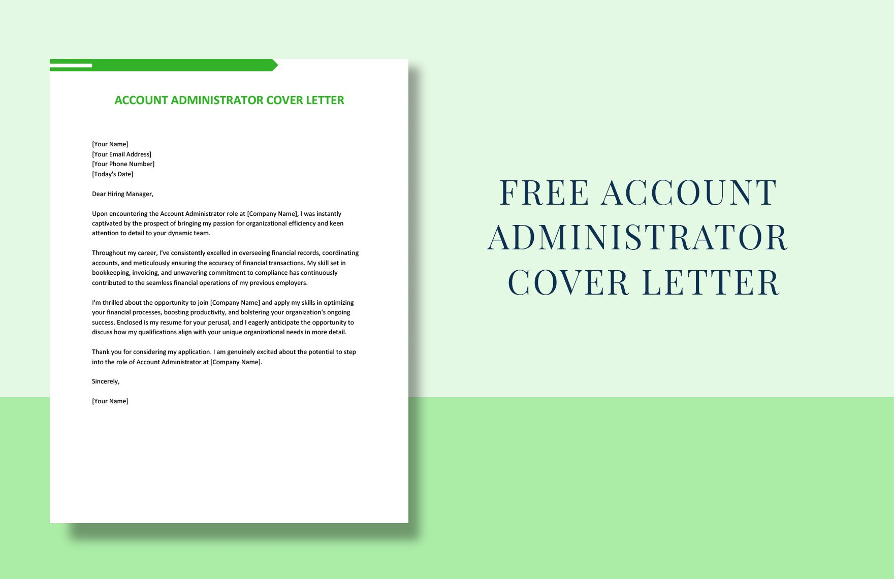 Account Administrator Cover Letter in Word, Google Docs