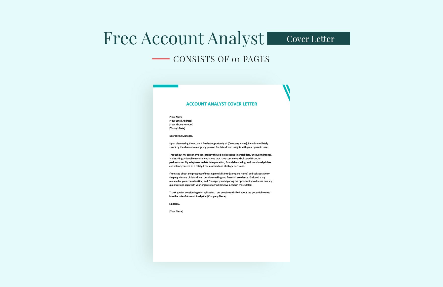 Account Analyst Cover Letter in Word, Google Docs