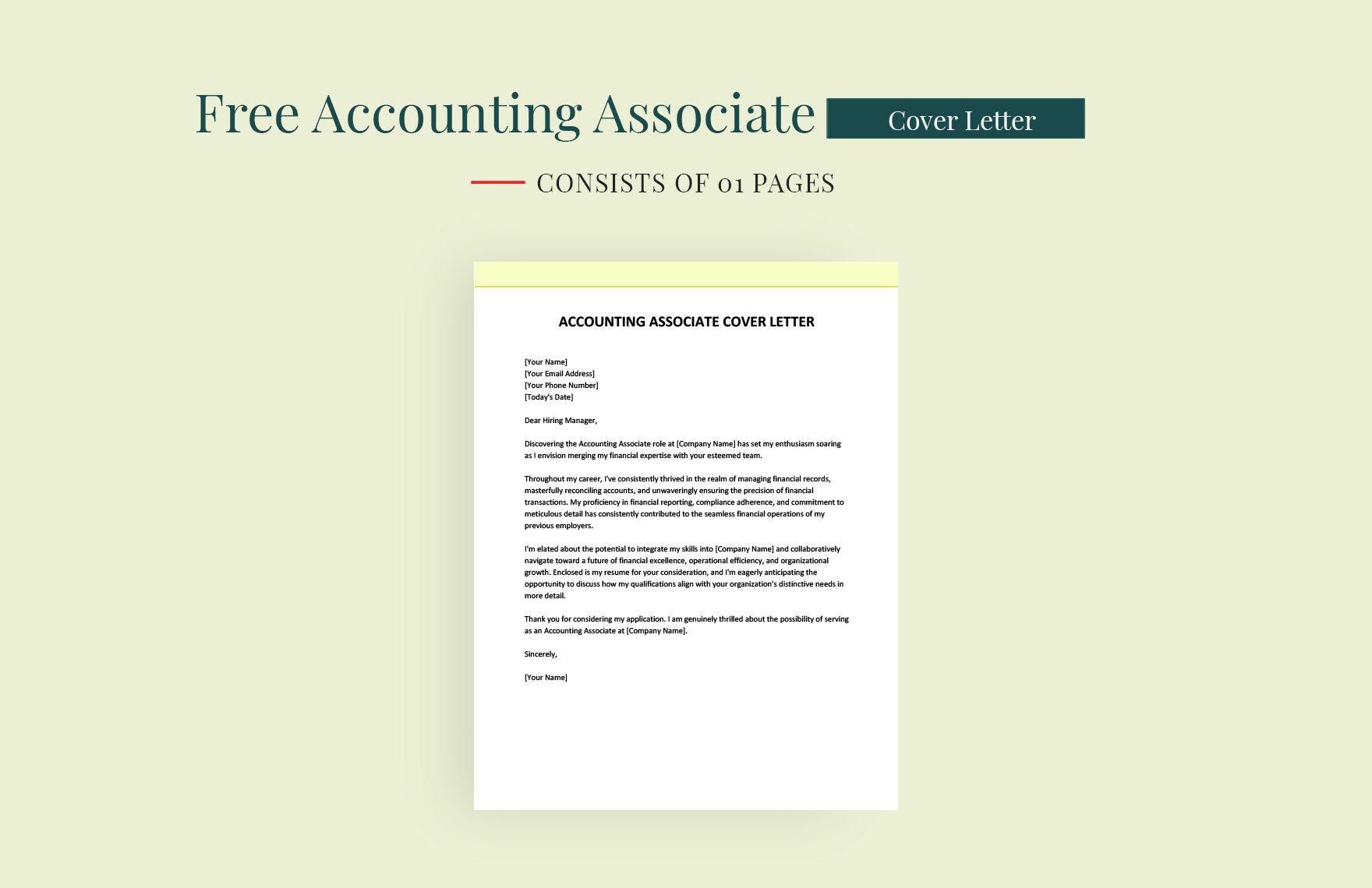 Accounting Associate Cover Letter in Word, Google Docs