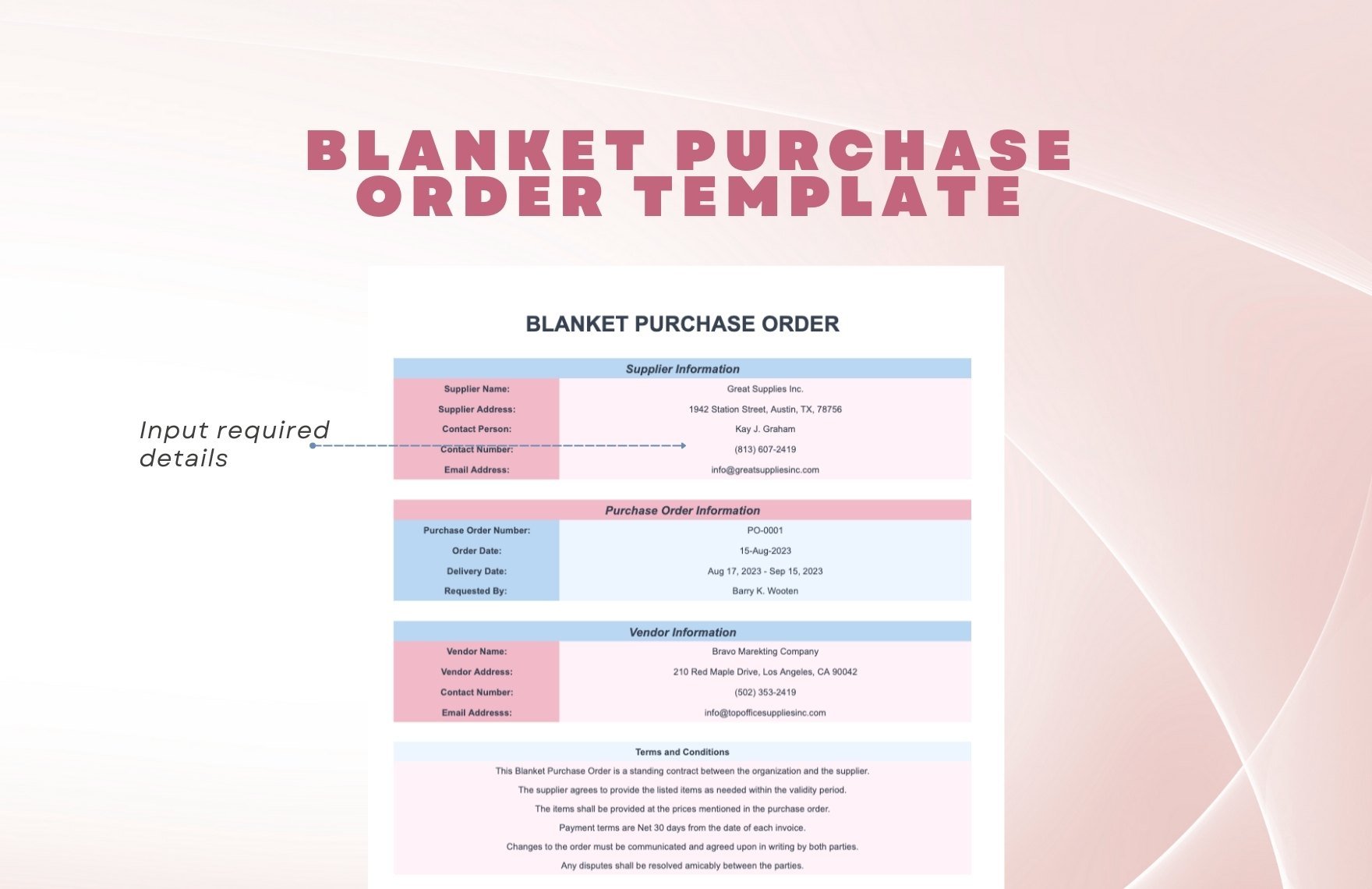 Blanket Purchase Order Template
