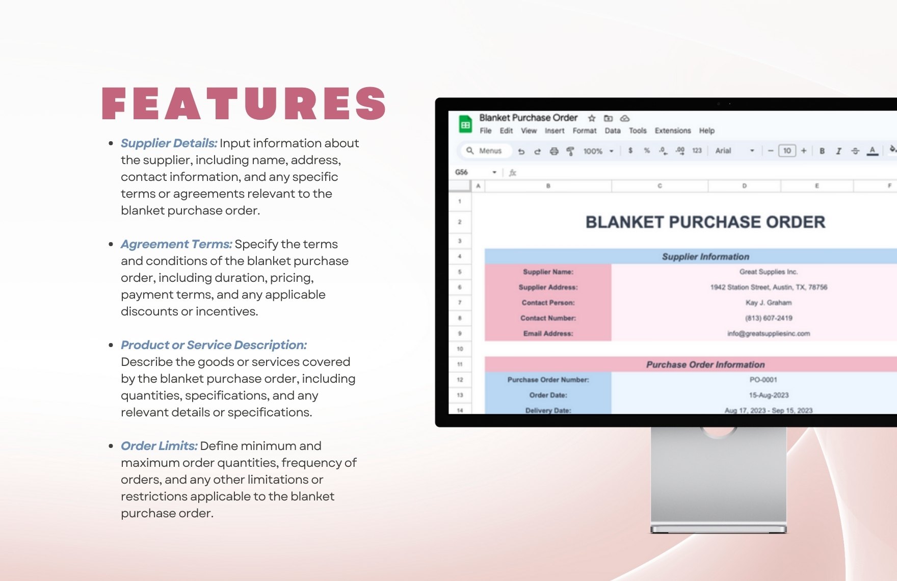 Blanket Purchase Order Template