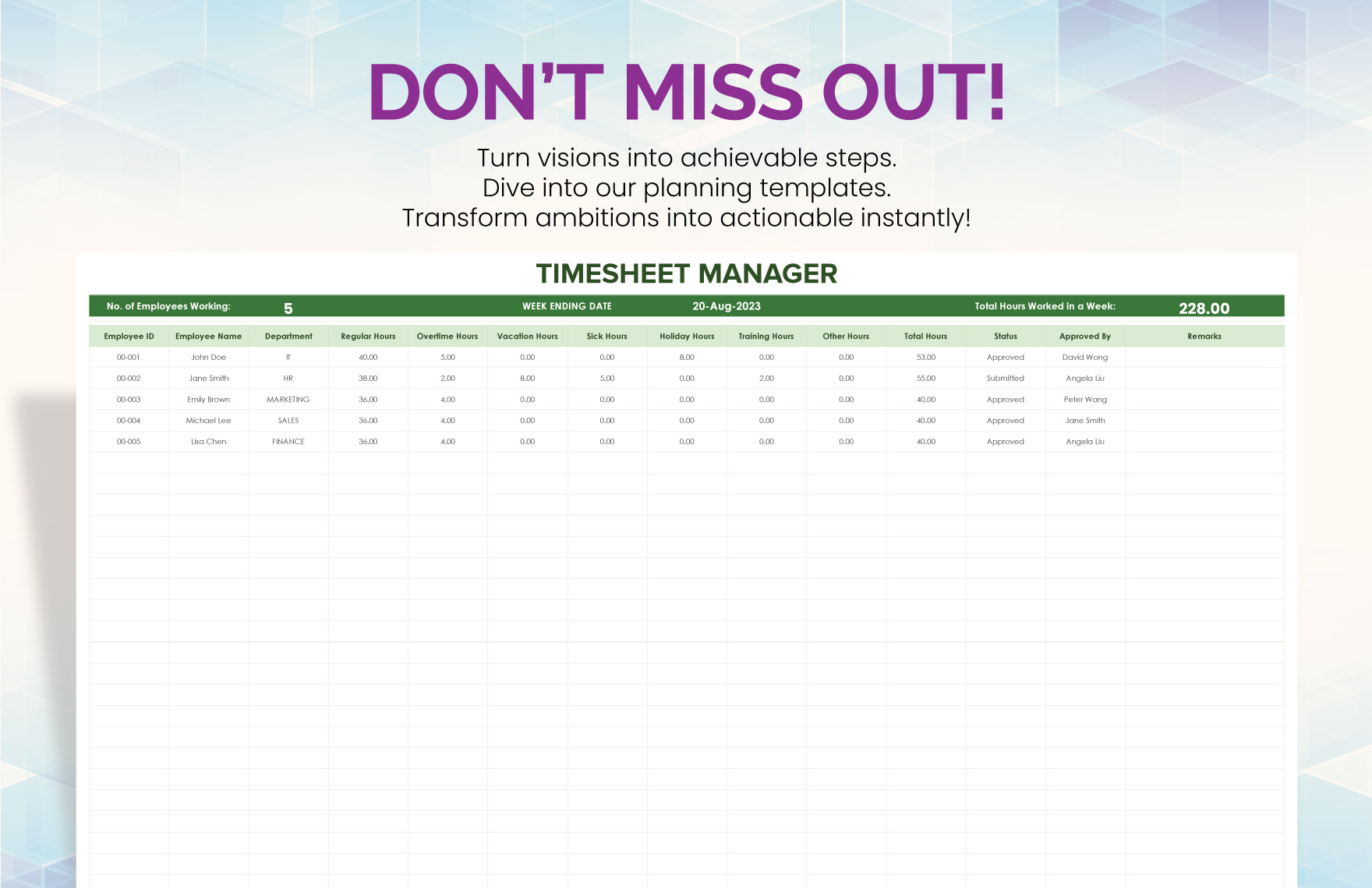 Timesheet Manager Template