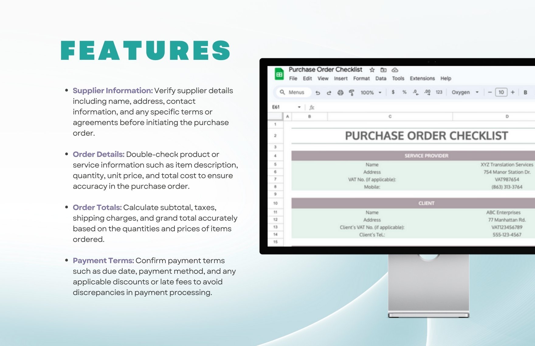 Purchase Order Checklist Template