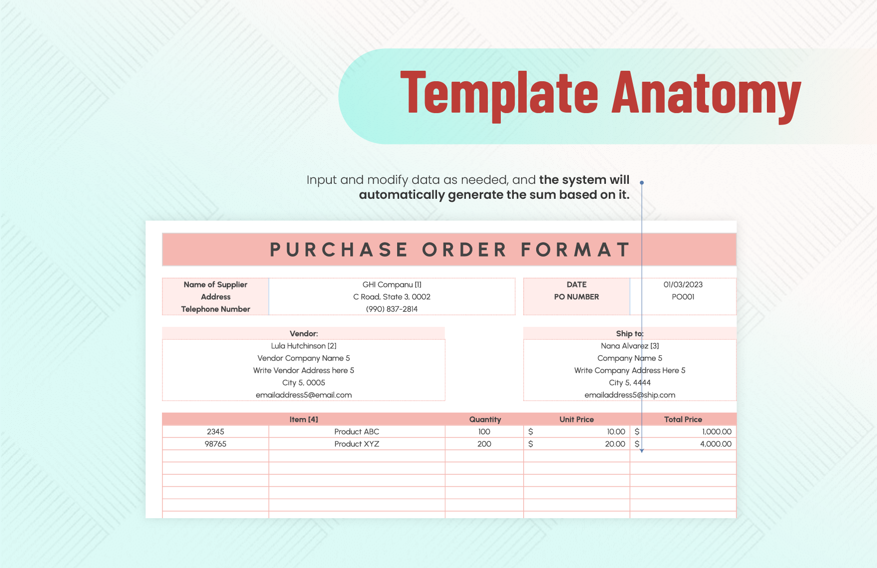 Purchase Order Format Template