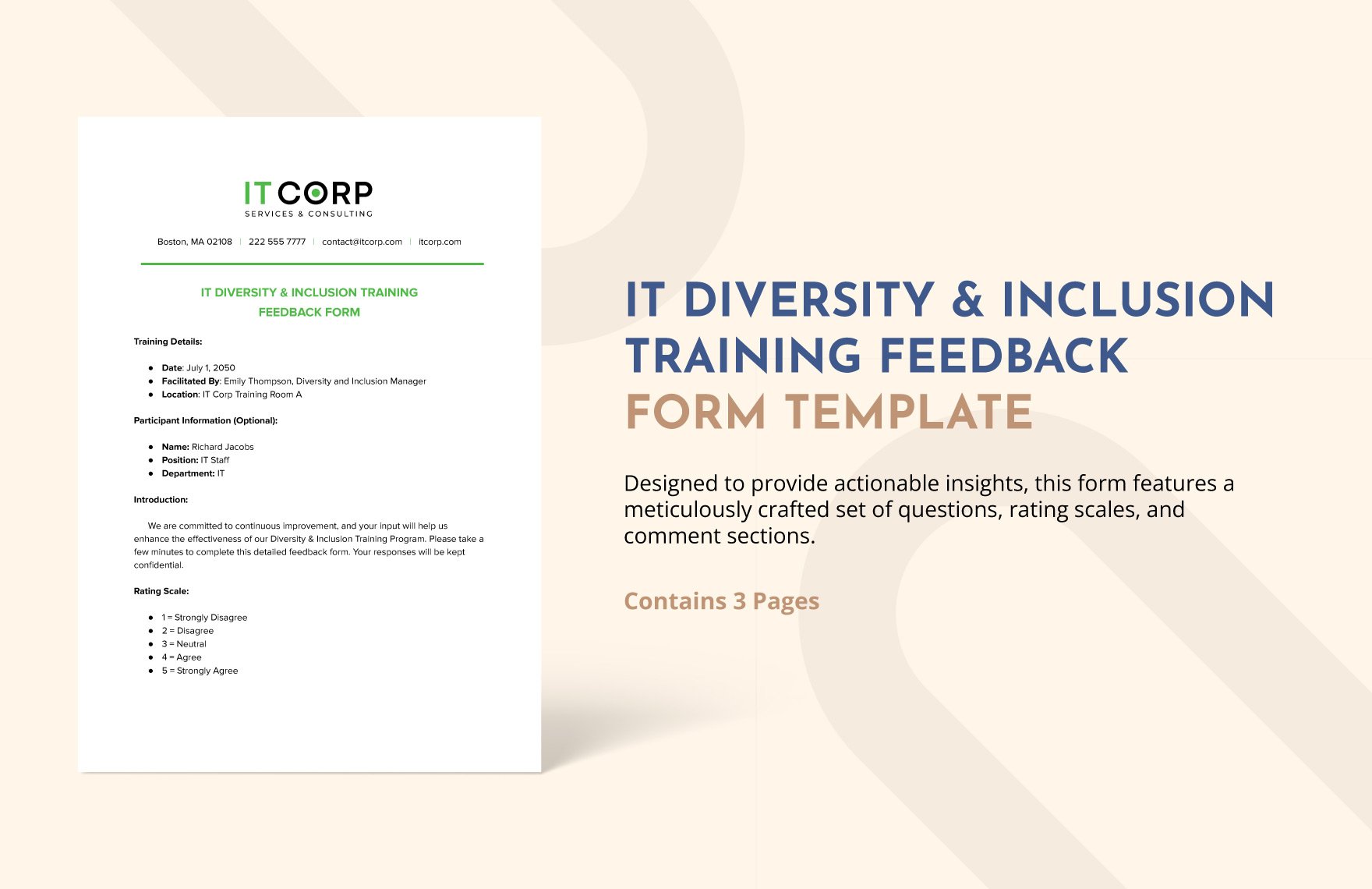 IT Diversity & Inclusion Training Feedback Form Template