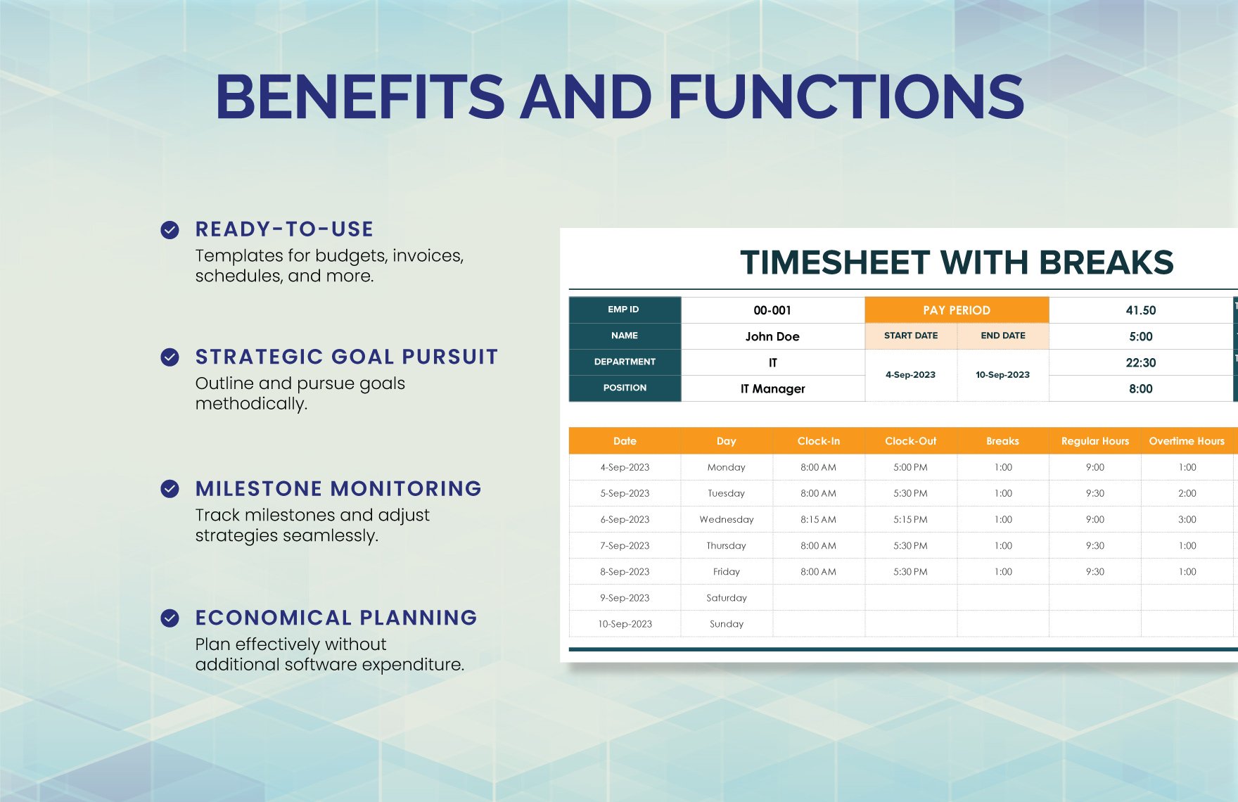 Timesheet with Breaks Template