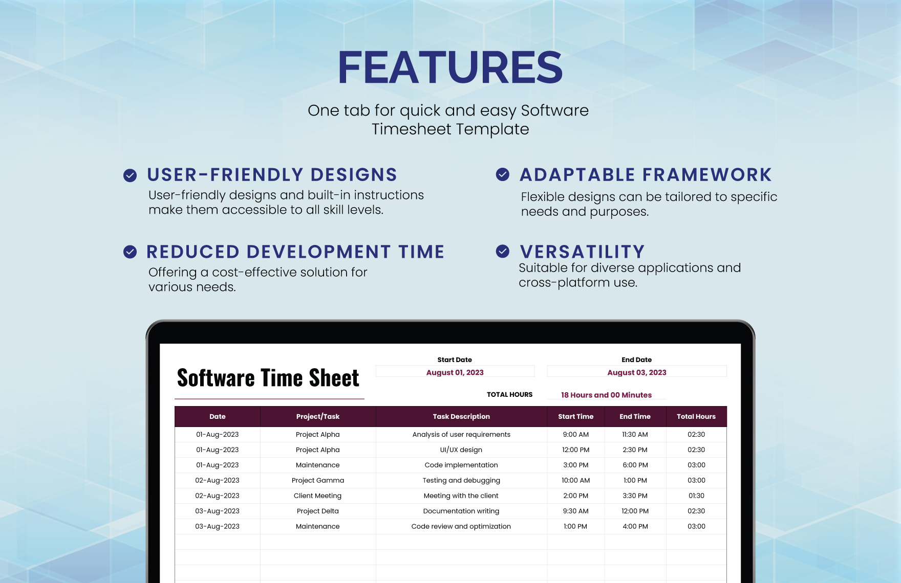Software Timesheet Template