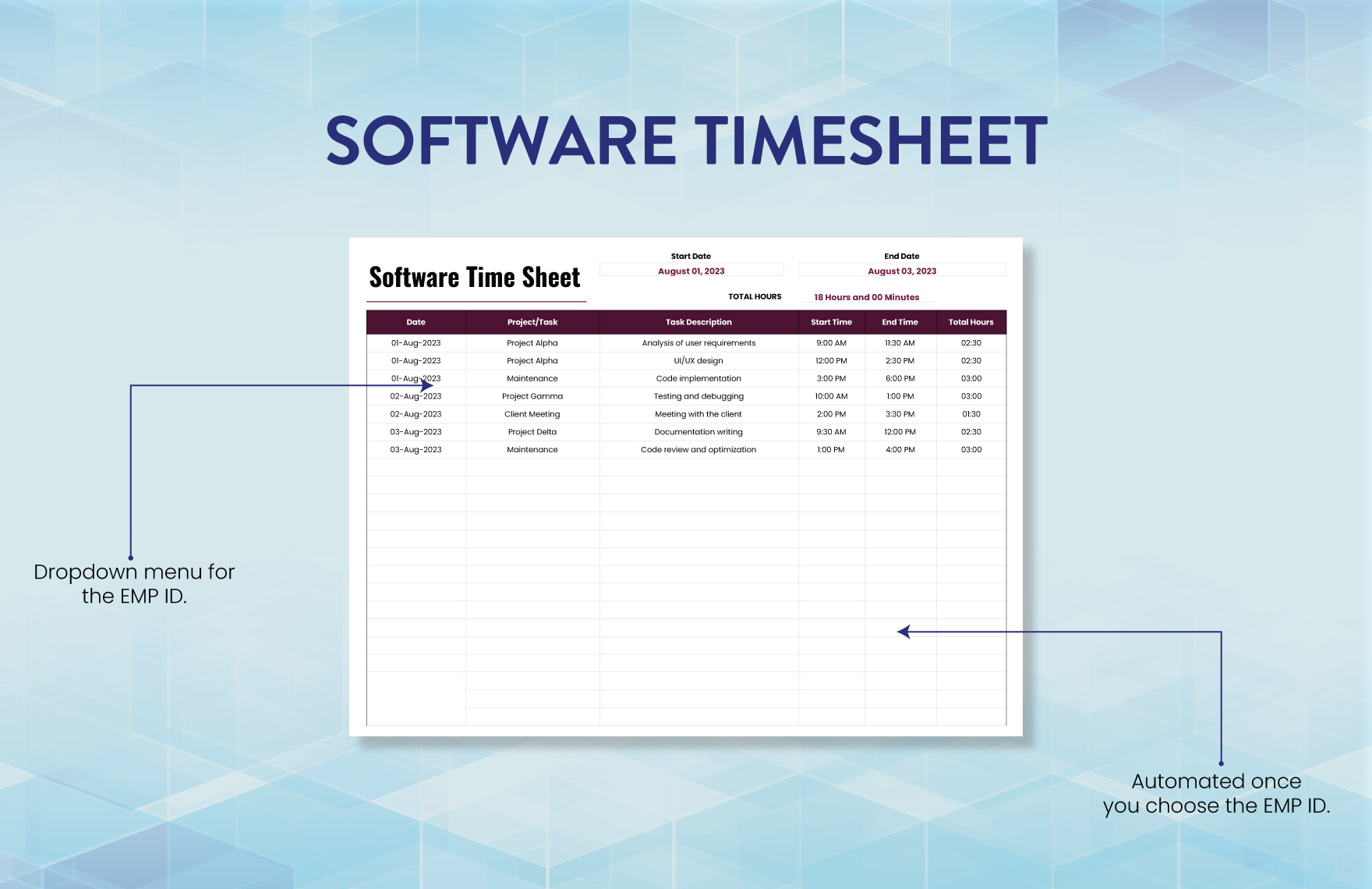 Software Timesheet Template