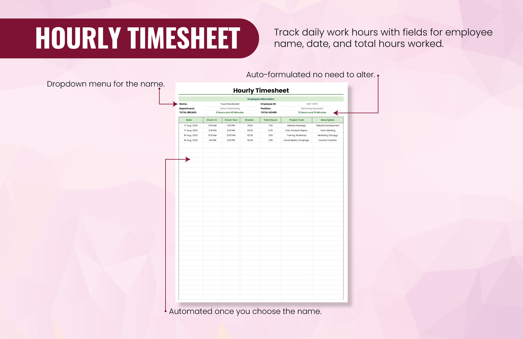 Hourly Timesheet Template