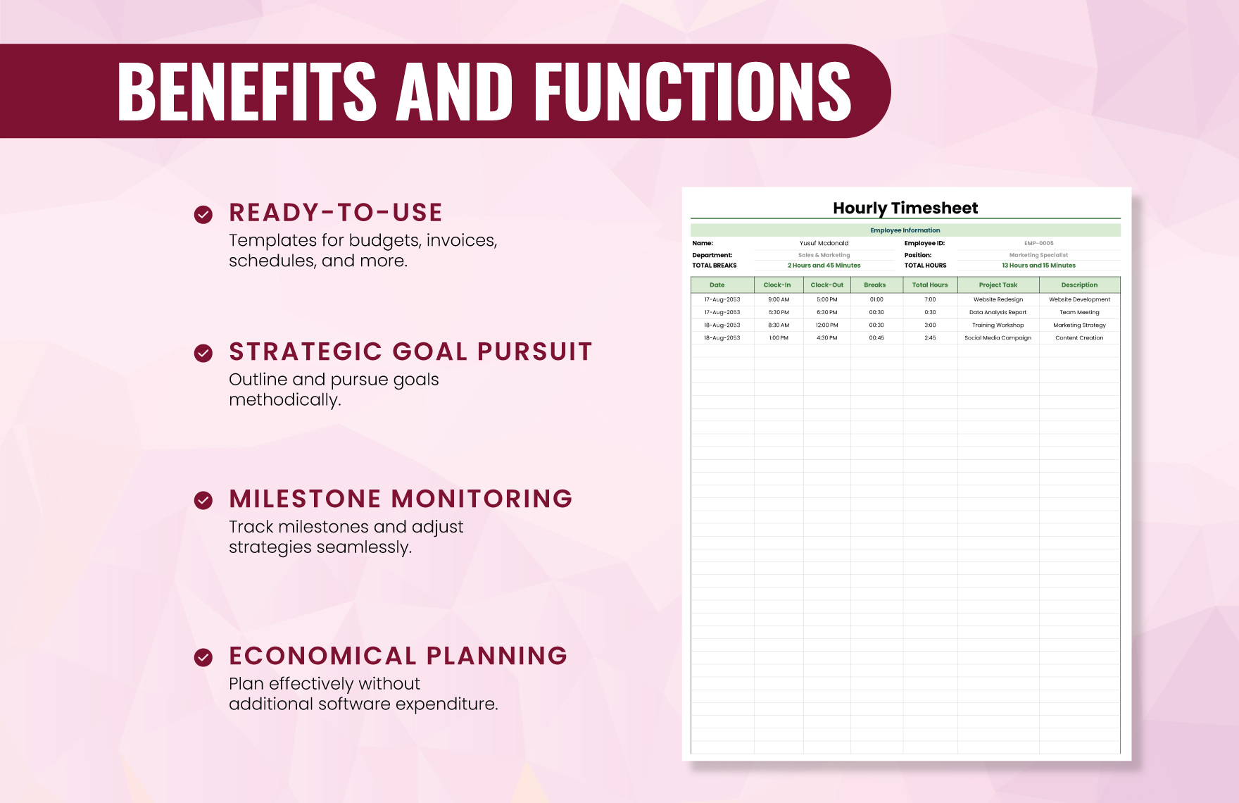 Hourly Timesheet Template