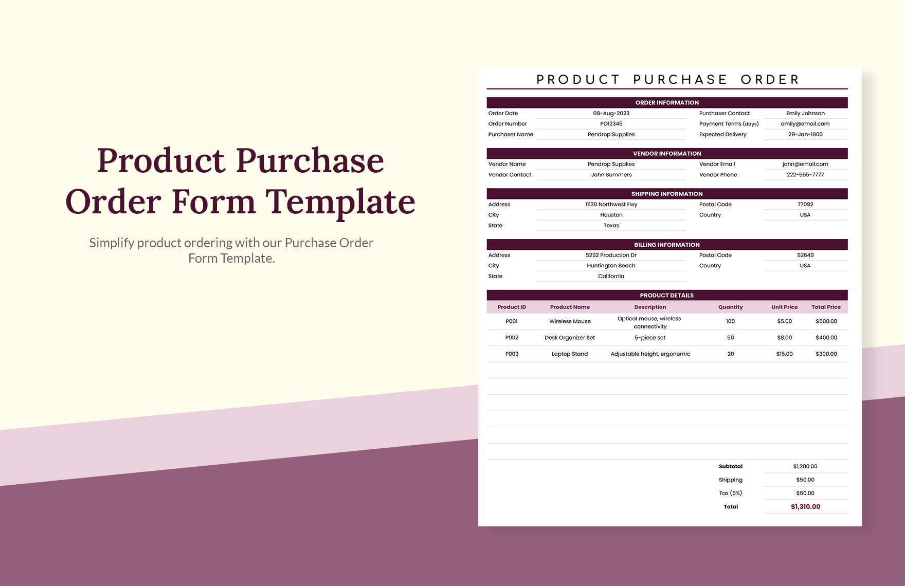 Purchase Order Template - Free Templates